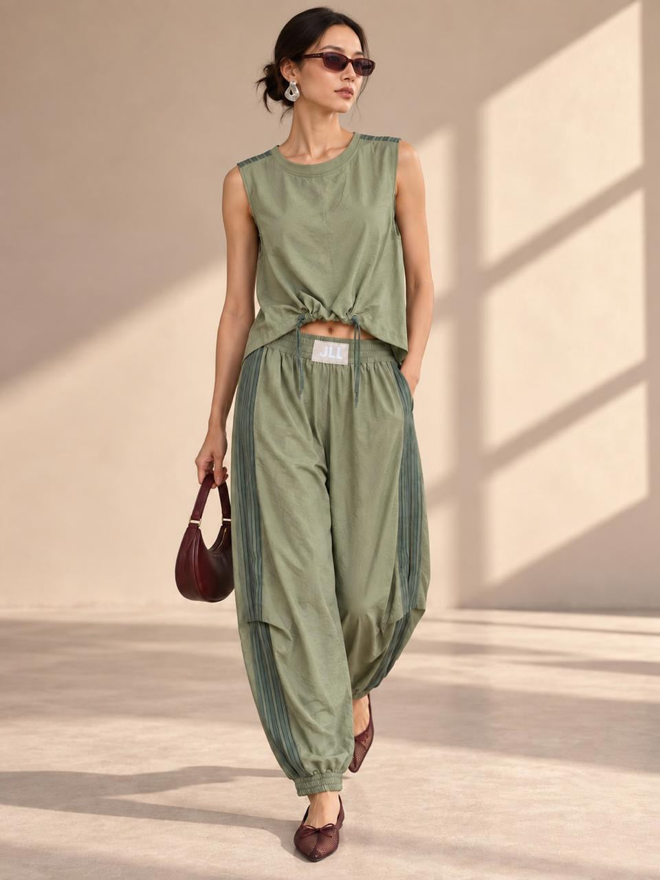 Conjunto verde sin mangas