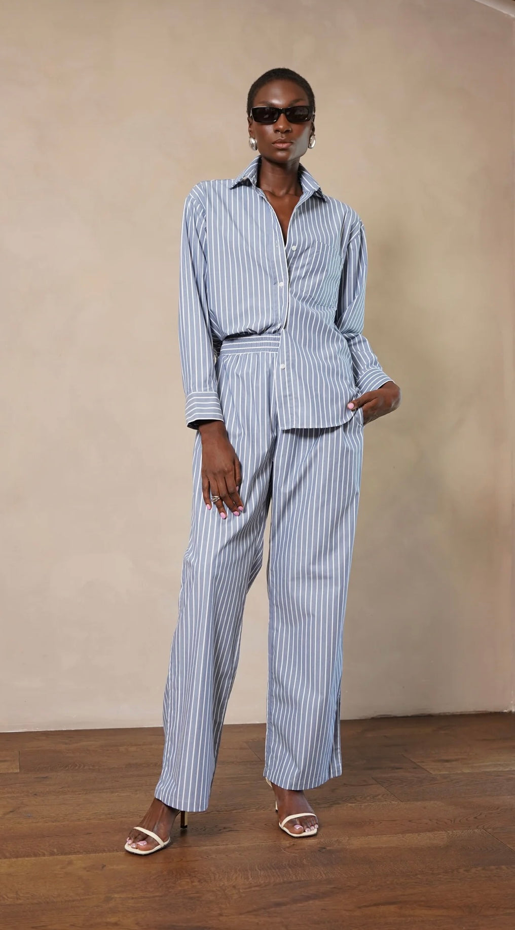 INES PANTS BLUE/WHITHE