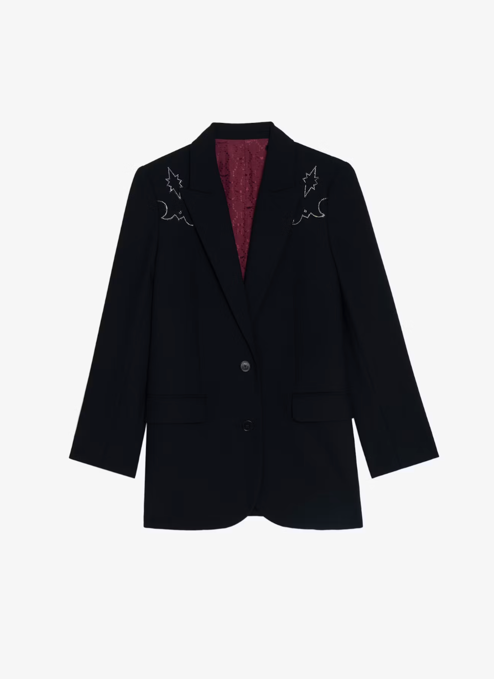 VIVA BLACK BLAZER WITH RHINESTONE DETAILS