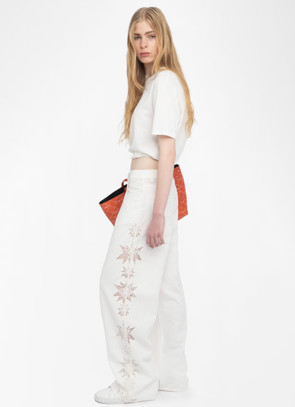 WIDE COTTON AND LINEN PANTS IN WHITE