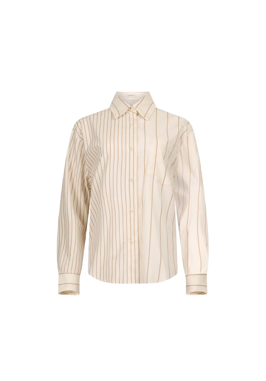 NINA SHIRT - IVORY/CAMEL