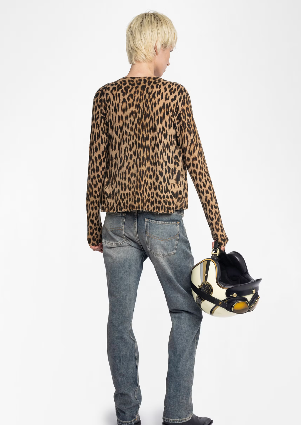 MANALA CASHMERE BROWN LEOPARD CARDIGAN