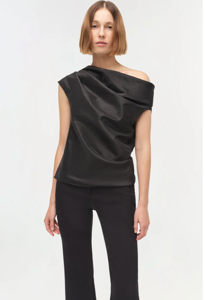 VIVIA DRAPED TOP - CHOCOLATE