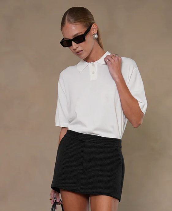 LOLA TEE KNIT SOFT POLO WHITE