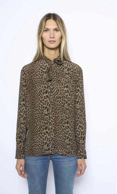 TULBA SATIN SHIRT LEOPARD PRINT