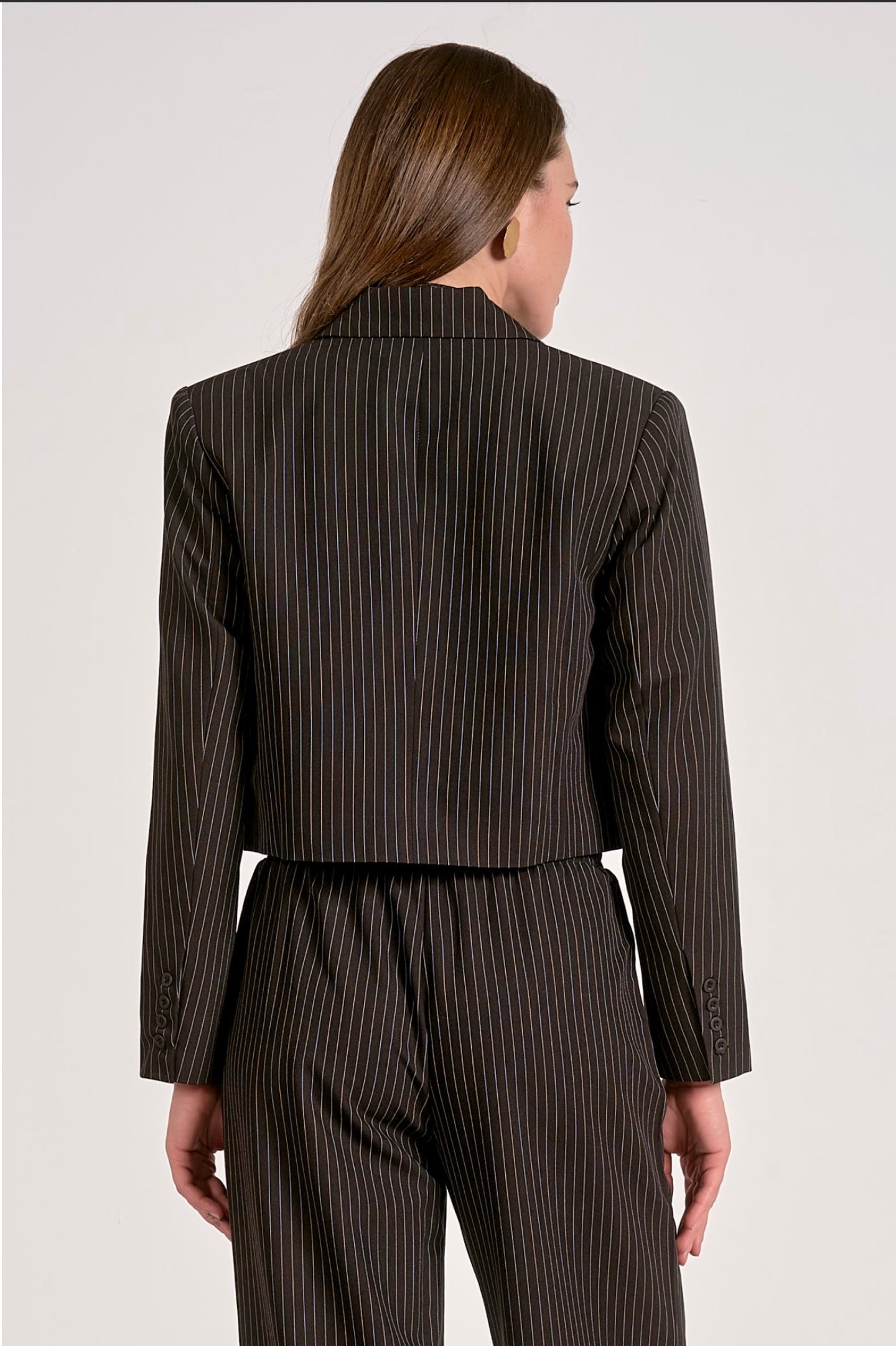 BLACK STRIPE BLAZER CROPPED
