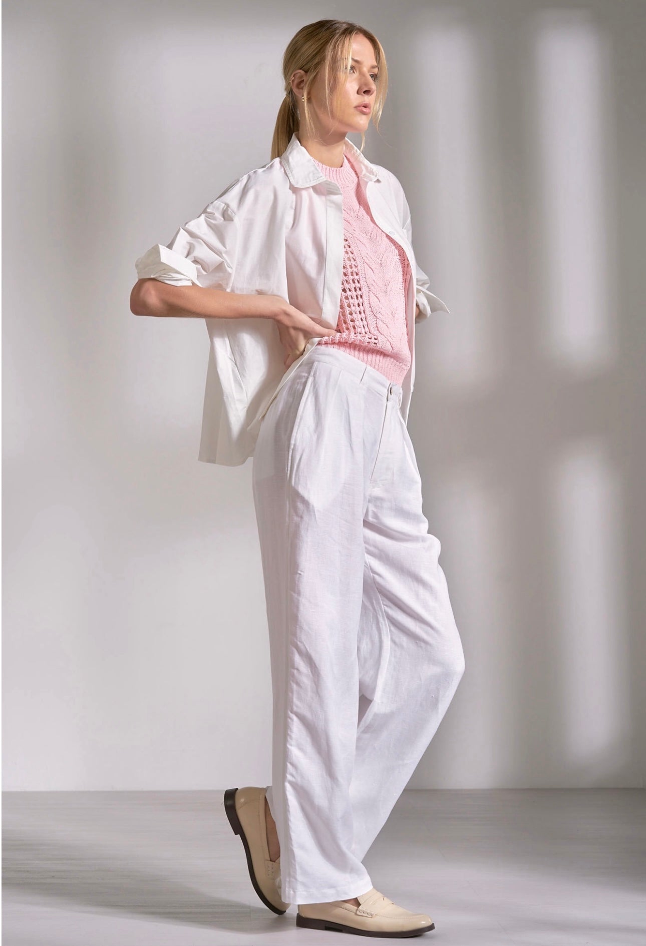 Pleated Front White