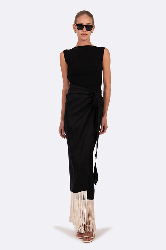 Eze Fringe Skirt - Black