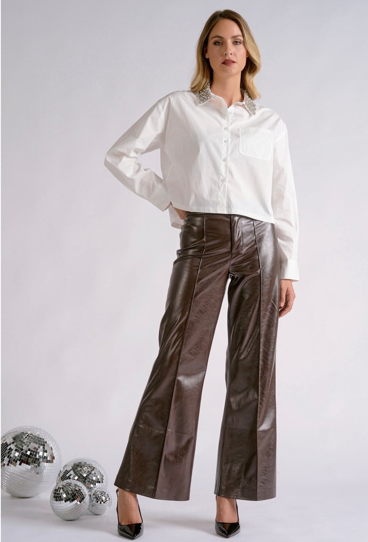 Embellished Collar White Shirt