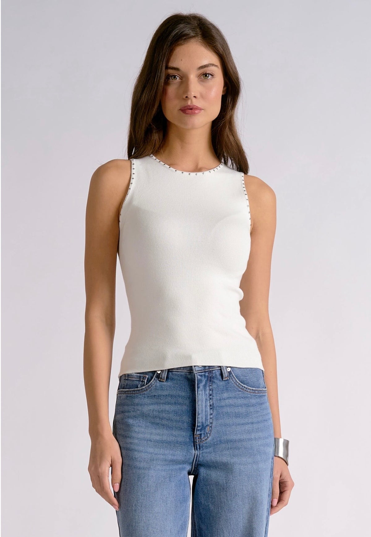 White Studs Tee