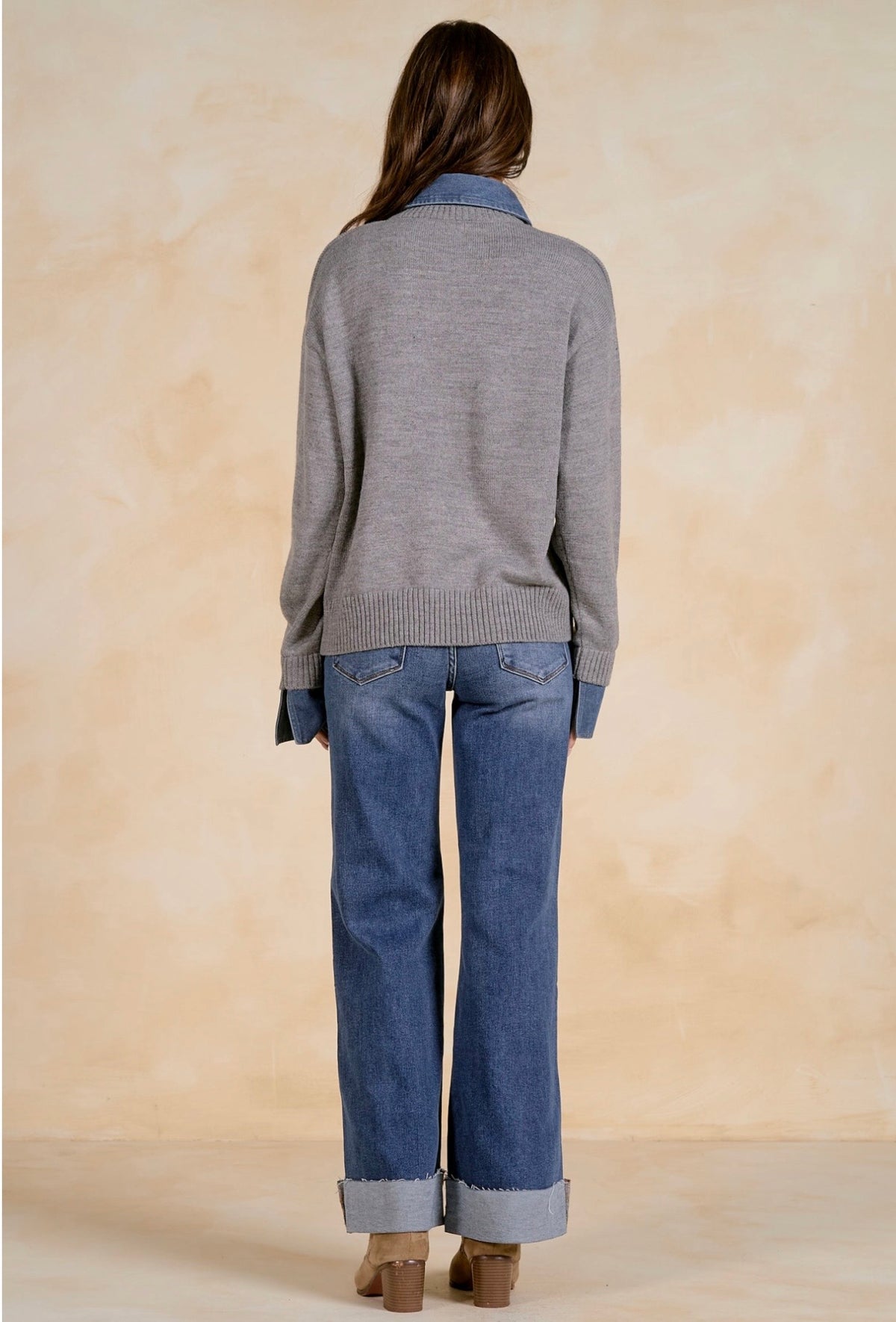 Sweater Collared Denim Grey