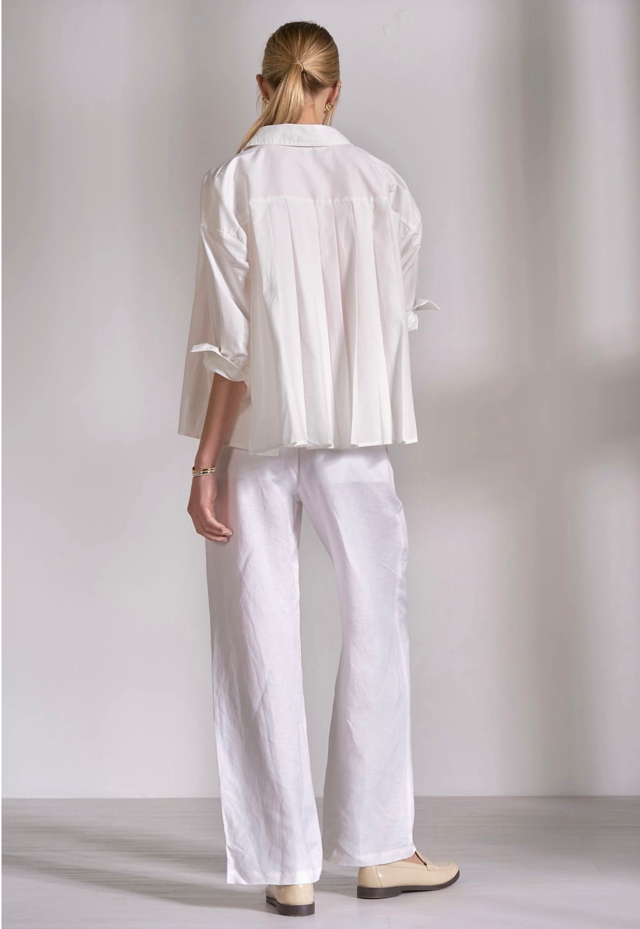 Pleated Front White