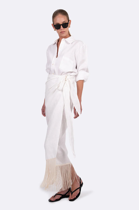 Eze Fringe Skirt - White