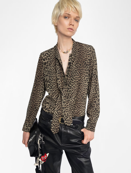 TULBA SATIN SHIRT LEOPARD PRINT