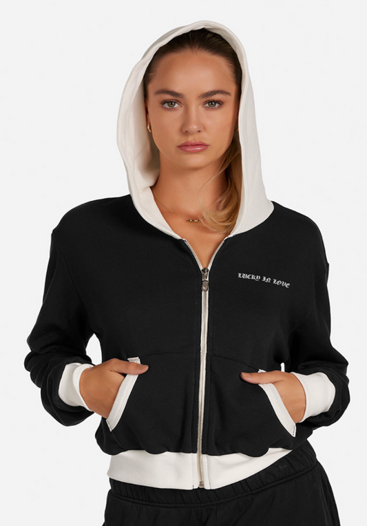 CROP ZIP UP HOODIE "LUCKY HORSESHOE"