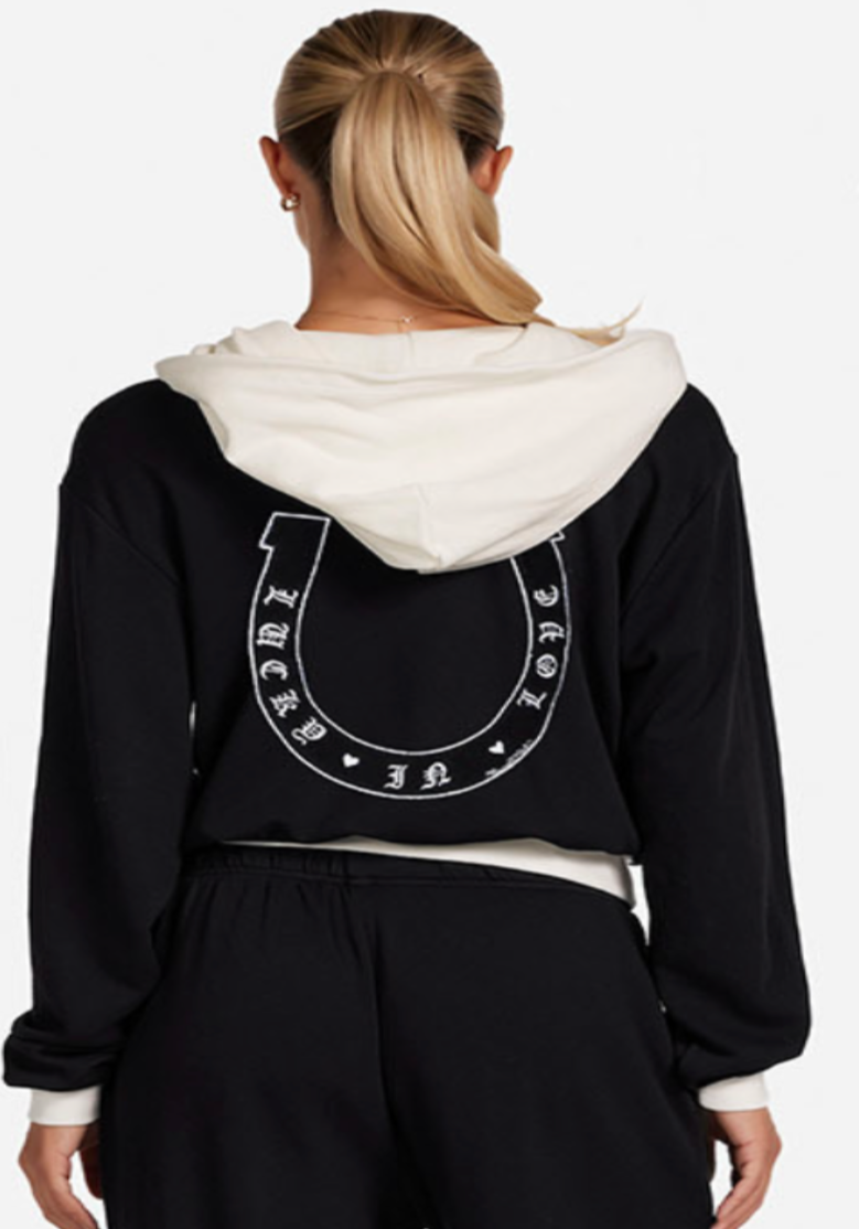 CROP ZIP UP HOODIE "LUCKY HORSESHOE"