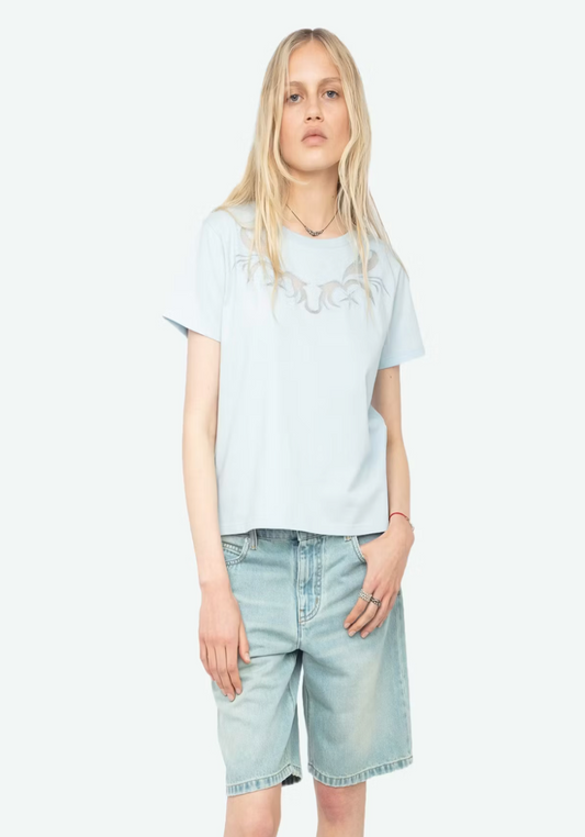 ALYS BLUE COTTON T-SHIRT