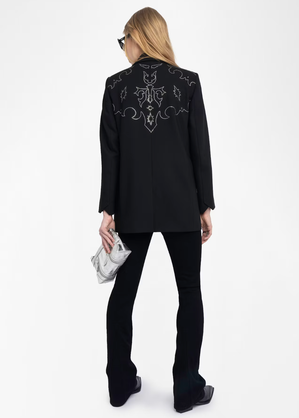 VIVA BLACK BLAZER WITH RHINESTONE DETAILS