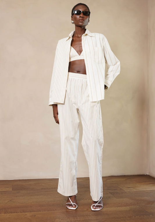 NINA SHIRT - IVORY/CAMEL