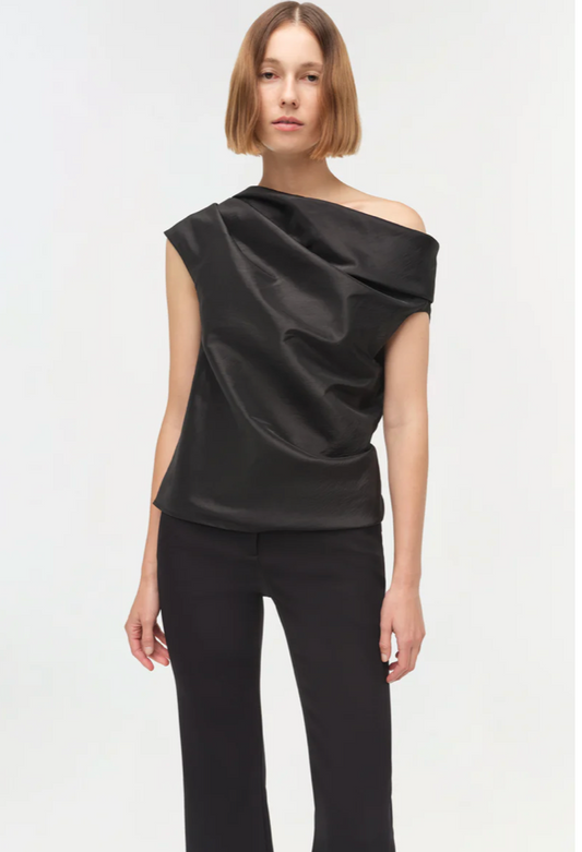 VIVIA DRAPED TOP - CHOCOLATE