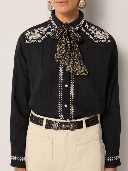 CHARRO BLOUSE - TABASCO NOIR