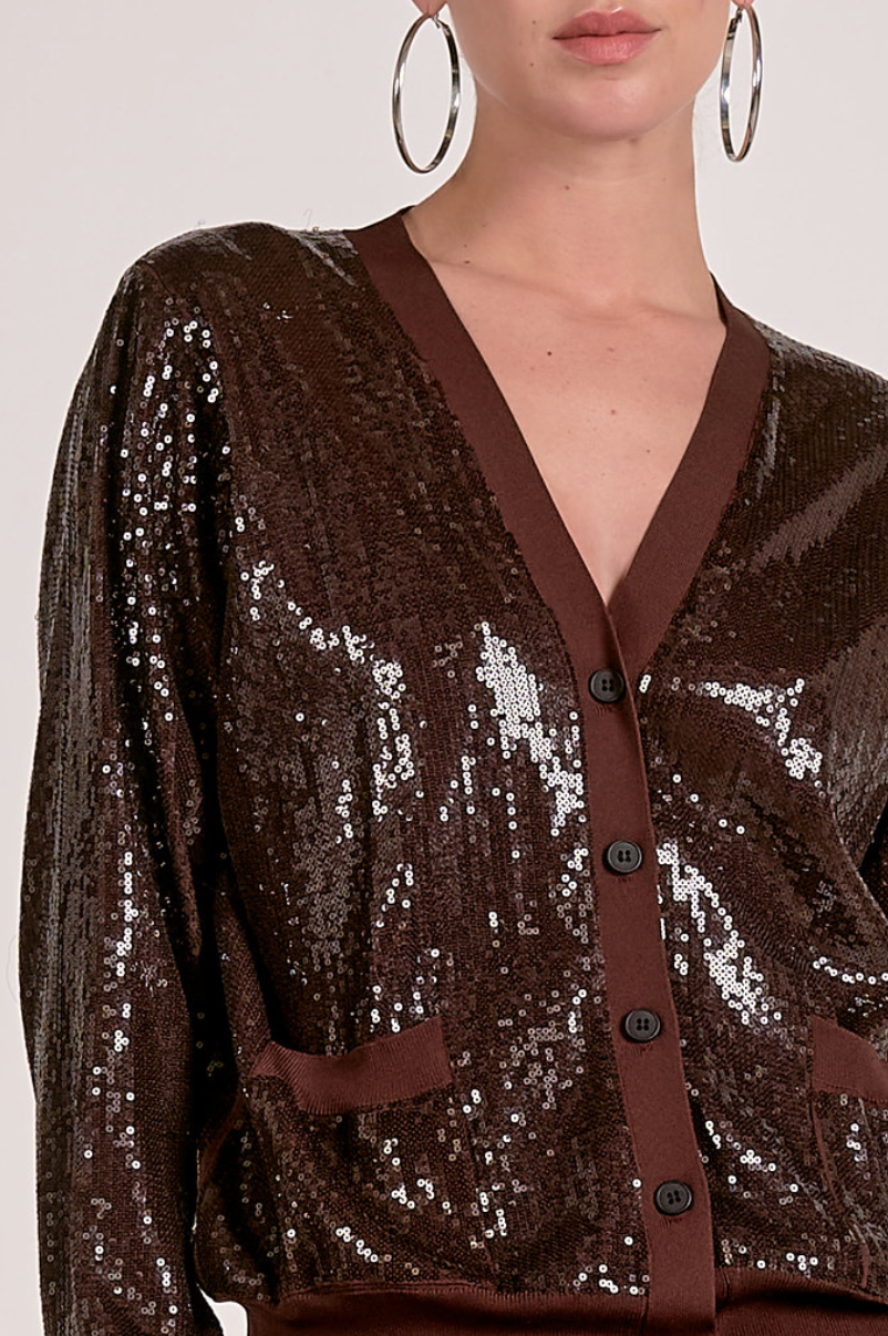 CARDIGAN SLVLESS DARK CHOCOLATE
