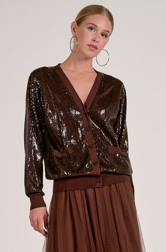 CARDIGAN SLVLESS DARK CHOCOLATE