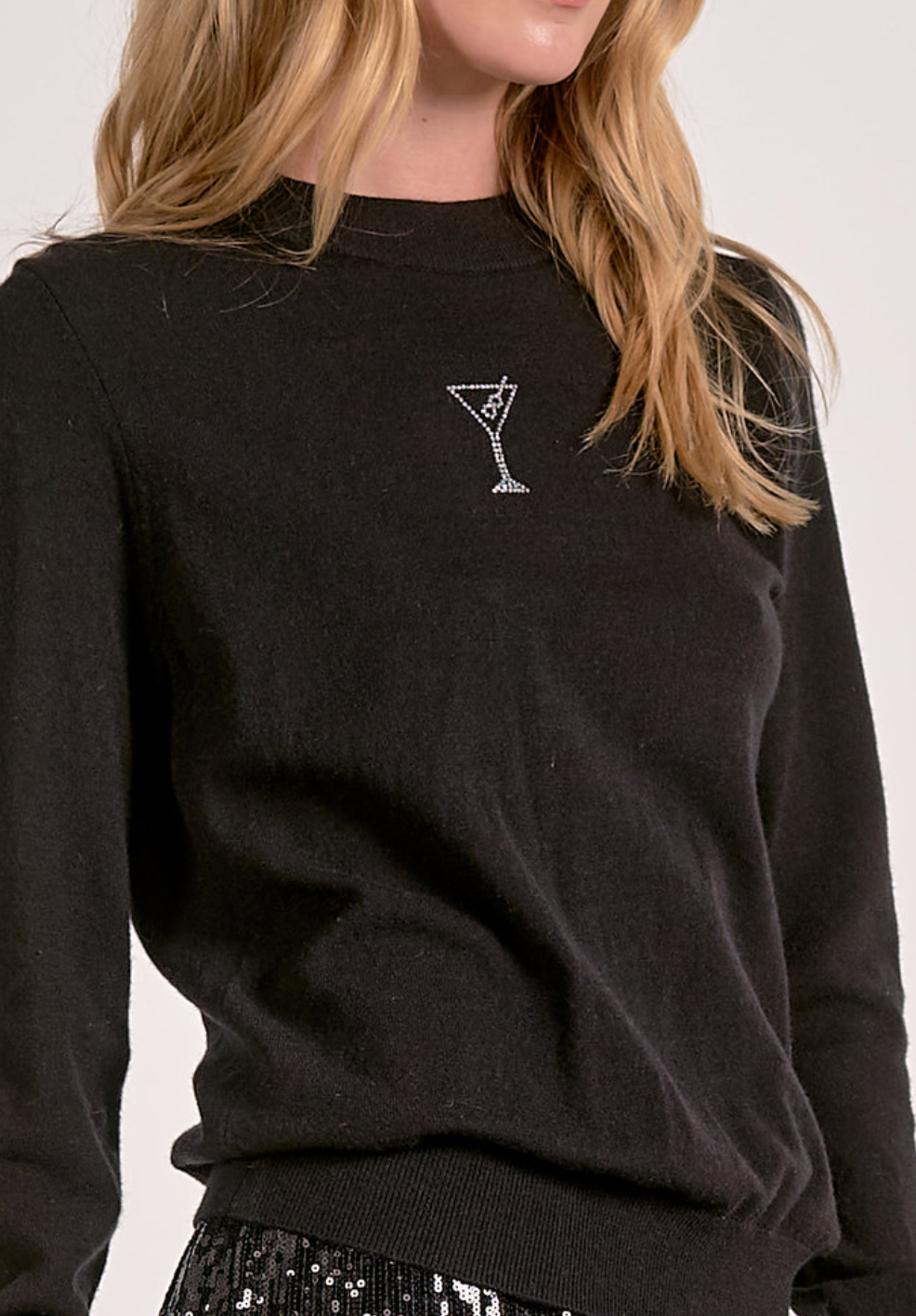 SWEATER CREW BLACK MARTINI
