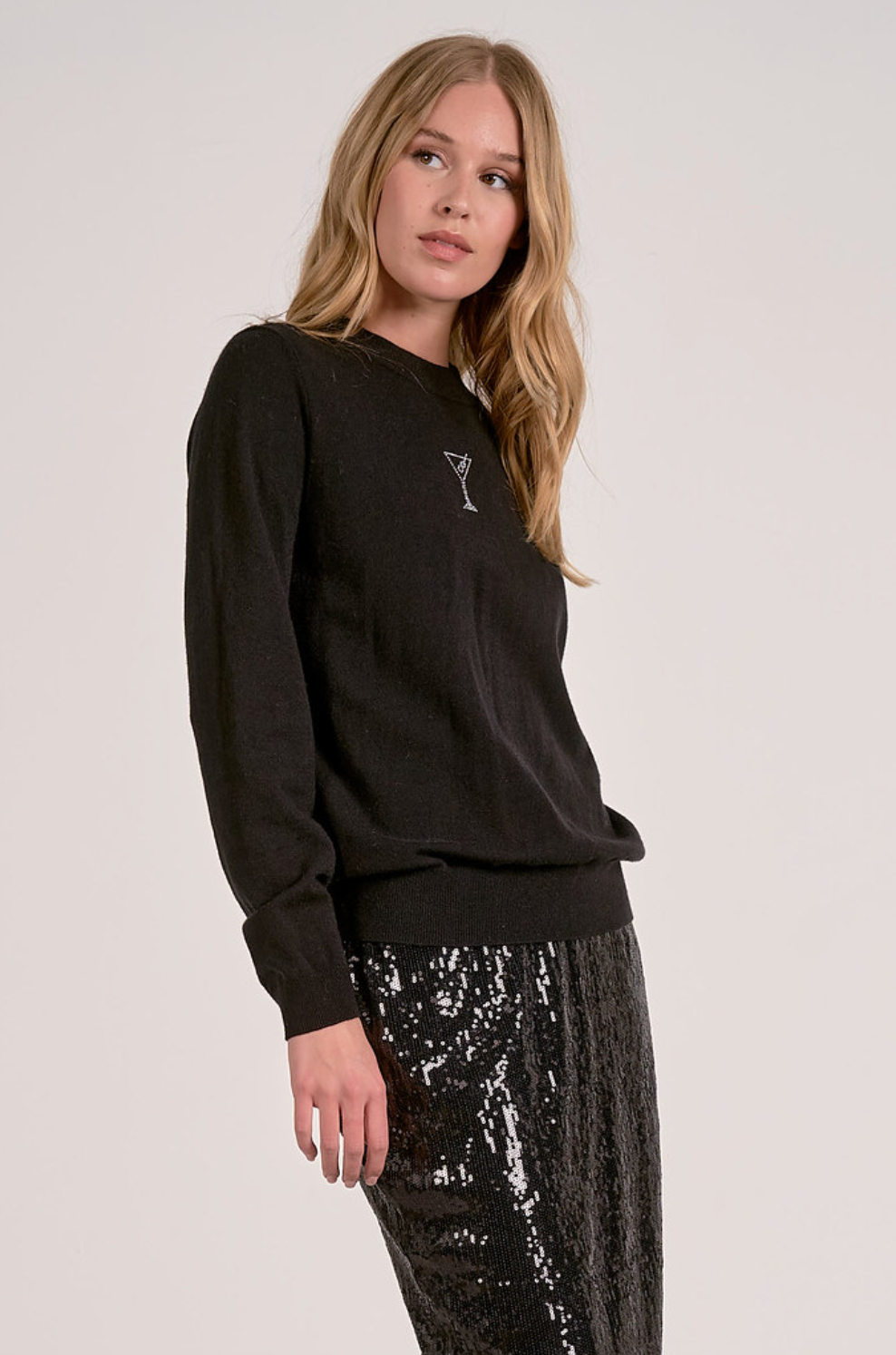 SWEATER CREW BLACK MARTINI
