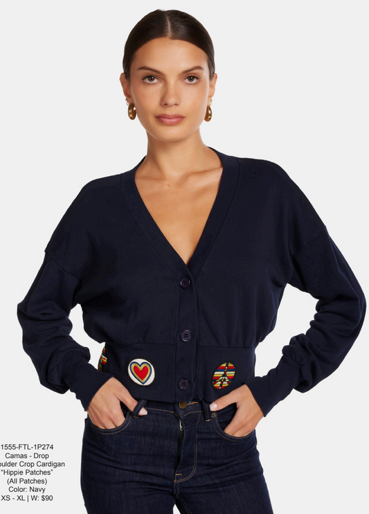 CROP CARDIGAN HIPPIE PATCHES
