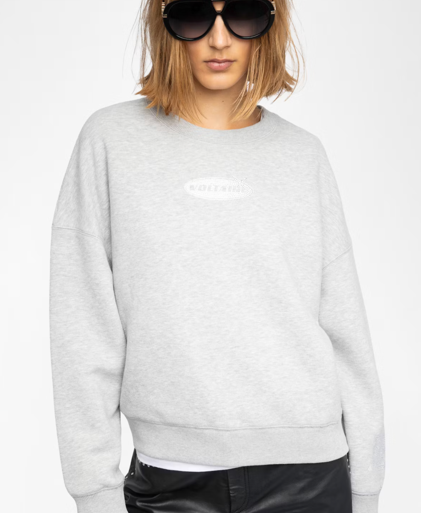 GRAY MIRA SWEATSHIRT WITH RHINESTONES