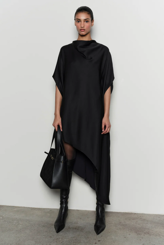 SADIA SATIN MINI CAPE DRESS