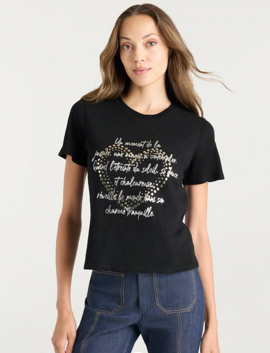 STUDDED LOVE LETTER SHRUNKEN TEE