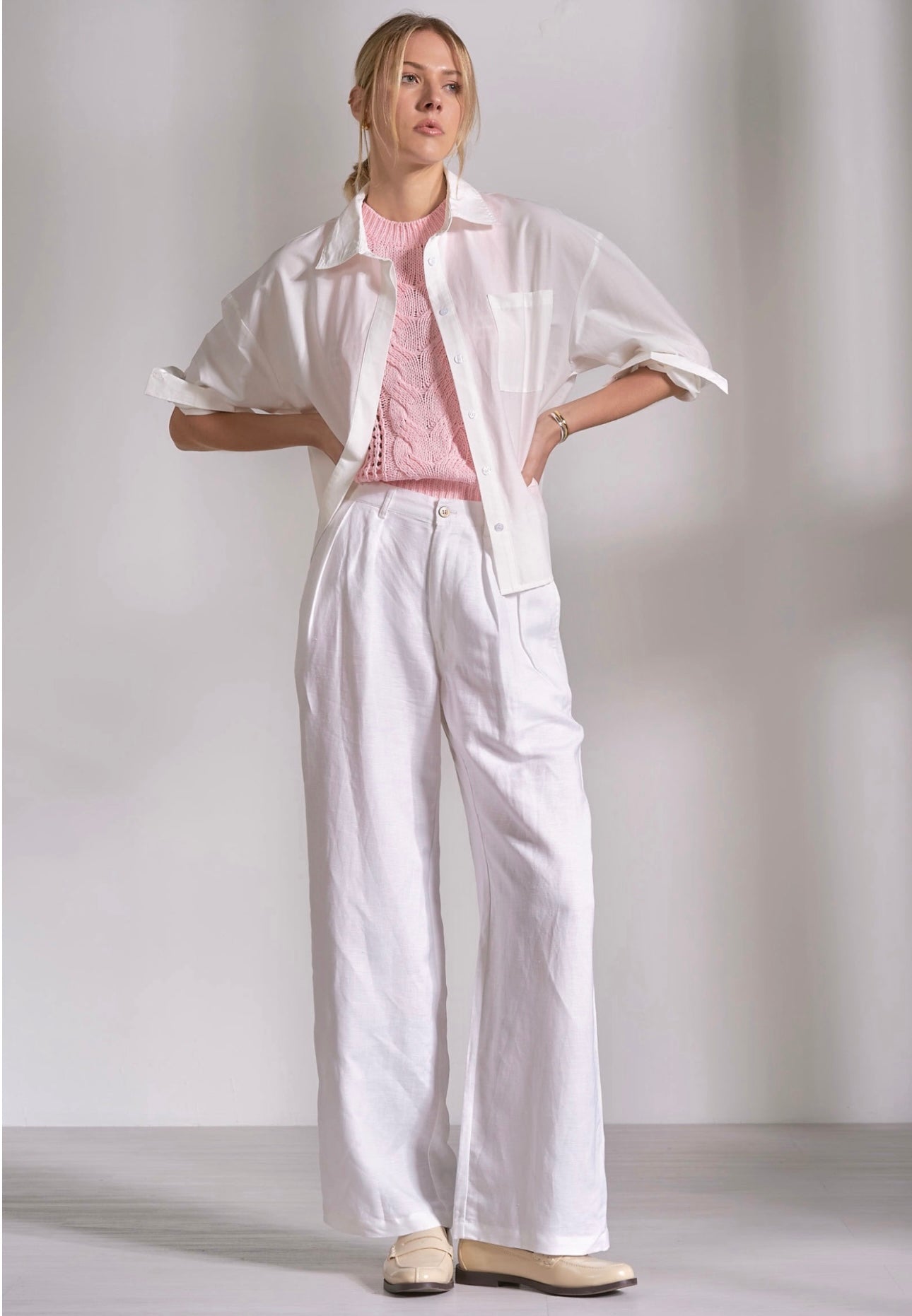 Pleated Front White