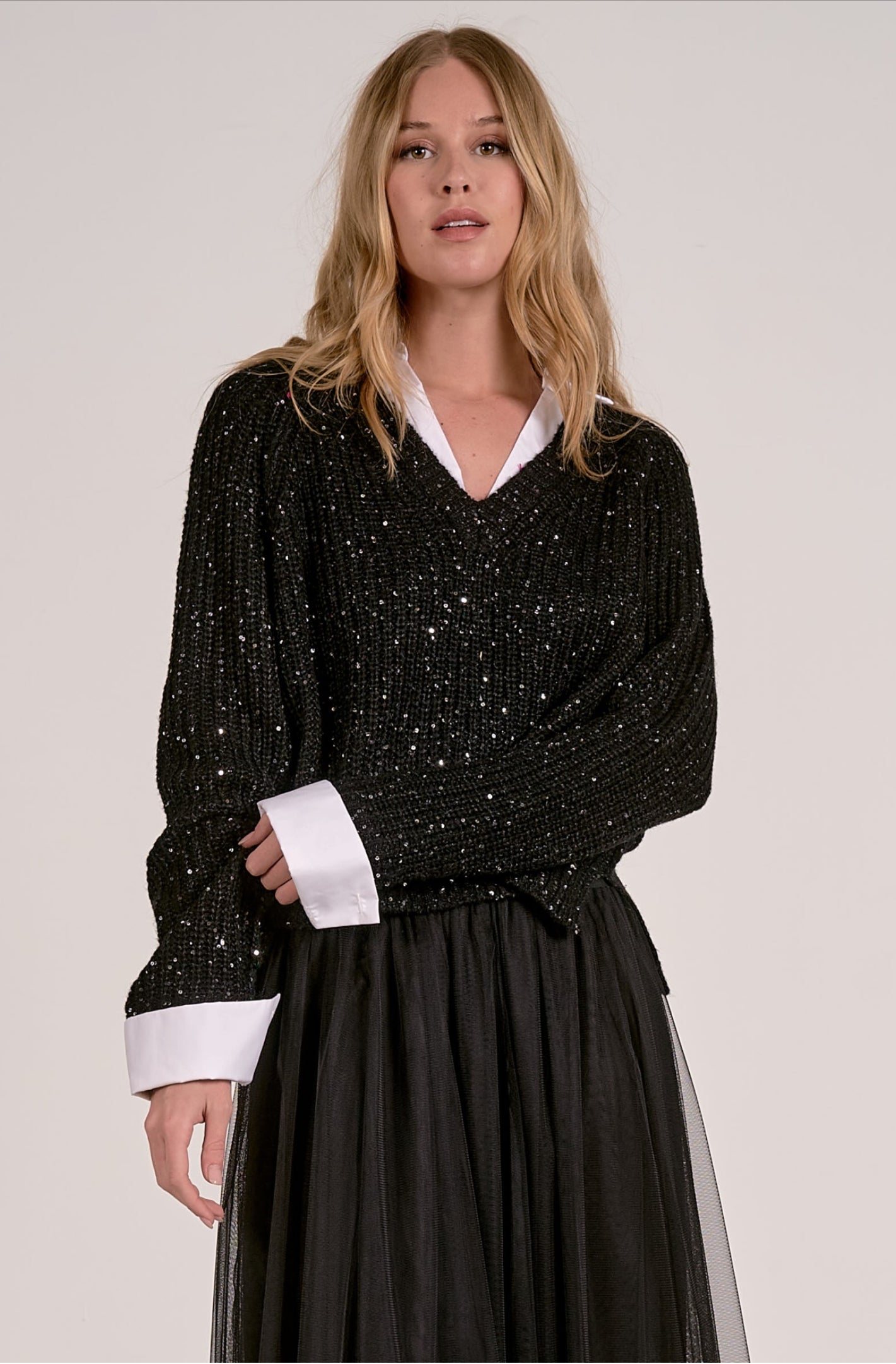 SWEATER VNK W/COLLARSH BLACK