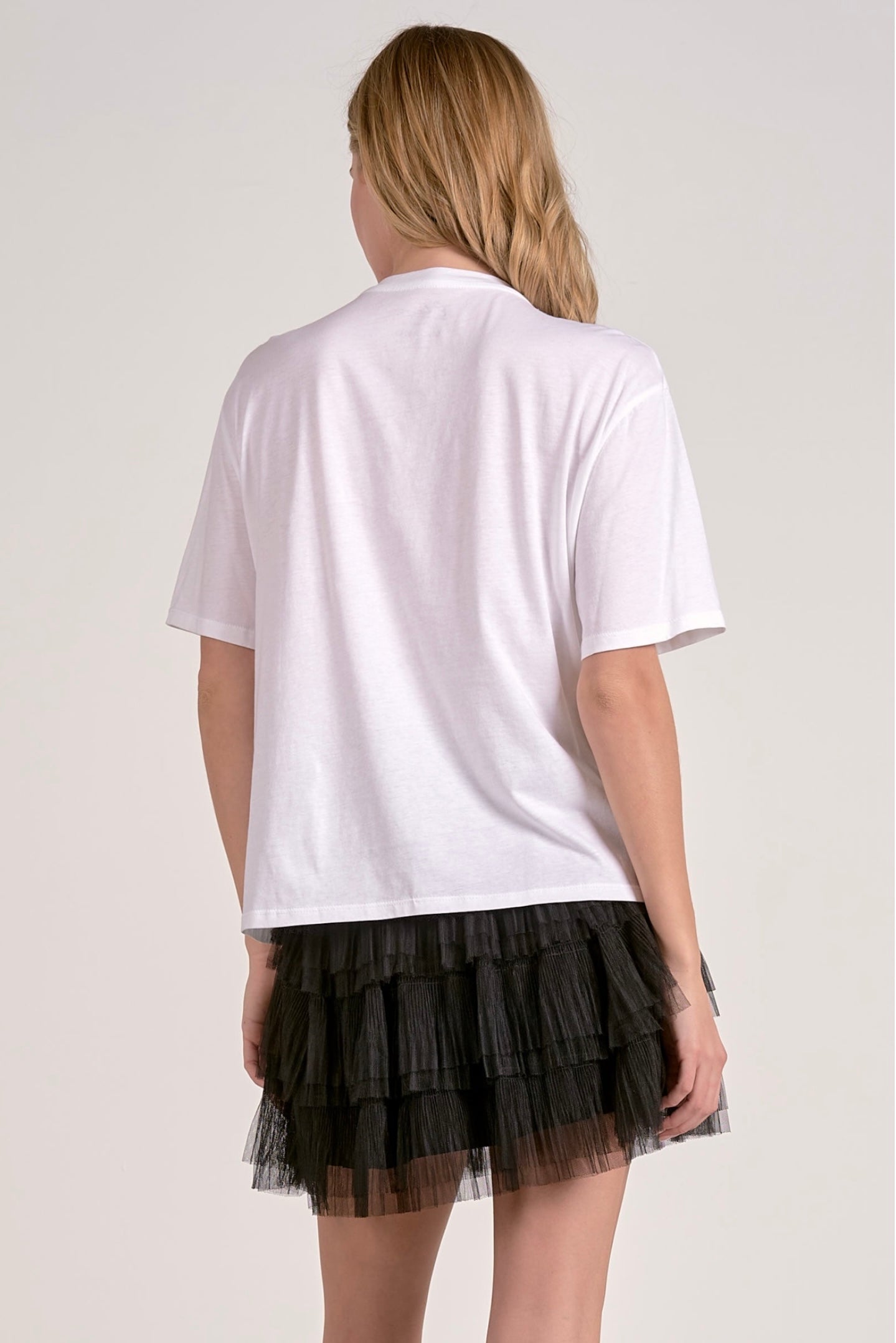 TOP TEE NECK EMBELLISH WHITE