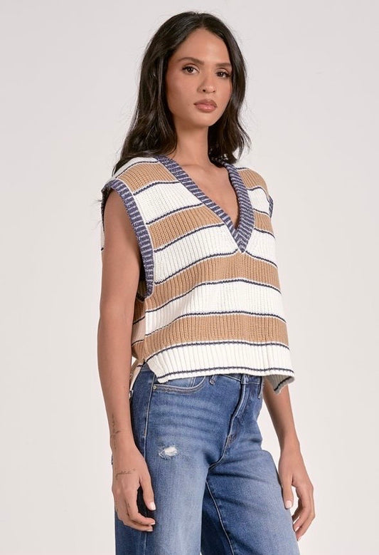 VEST DEEP CAMEL STRIPE